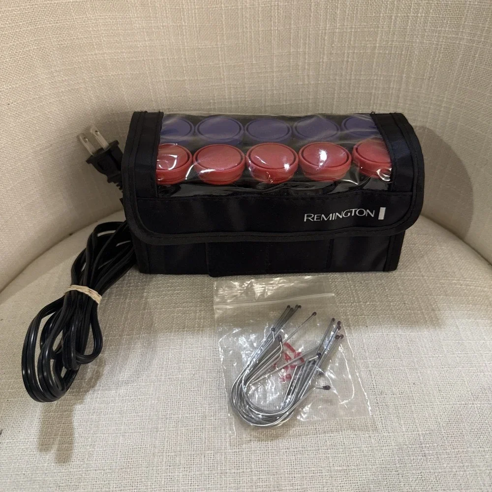 REMINGTON Hot Hair Curlers Travel Pageant 10 Ceramic Rollers with Clips